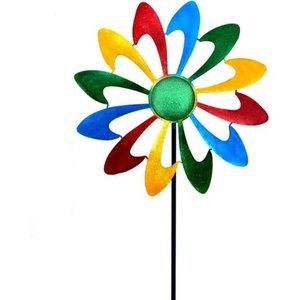 Kinetic Metal Garden Wind Spinners, 47 Inch Wind Checker, Pinwheels for Yard